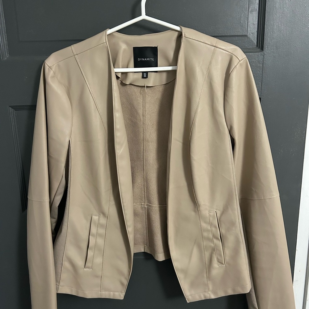 Dynamite Tan/beige Faux Leather Women's Moto Jacket